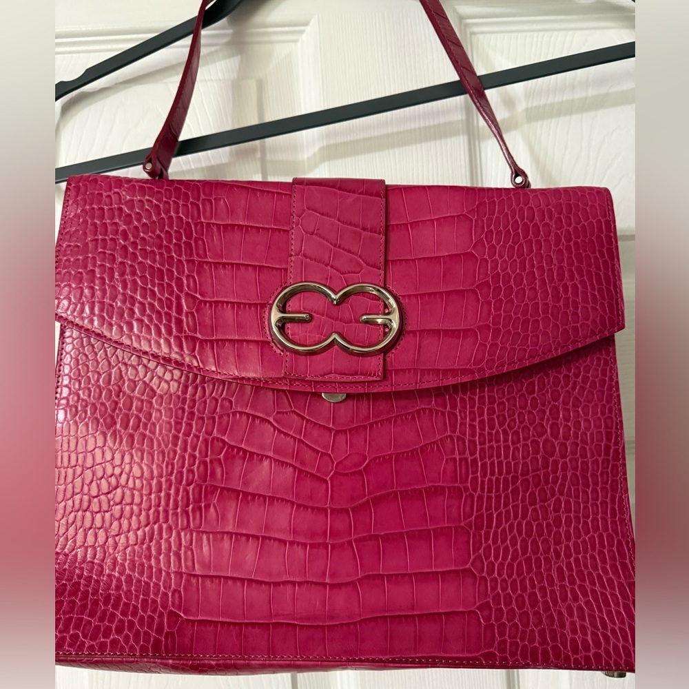 Vintage Escada Croc Embosed Shoulder Bag
